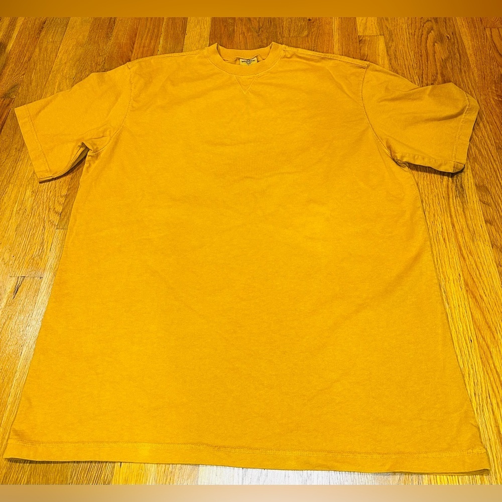 Woolrich Men’s Mustard Garment-Dyed Cotton T-Shirt Size Large